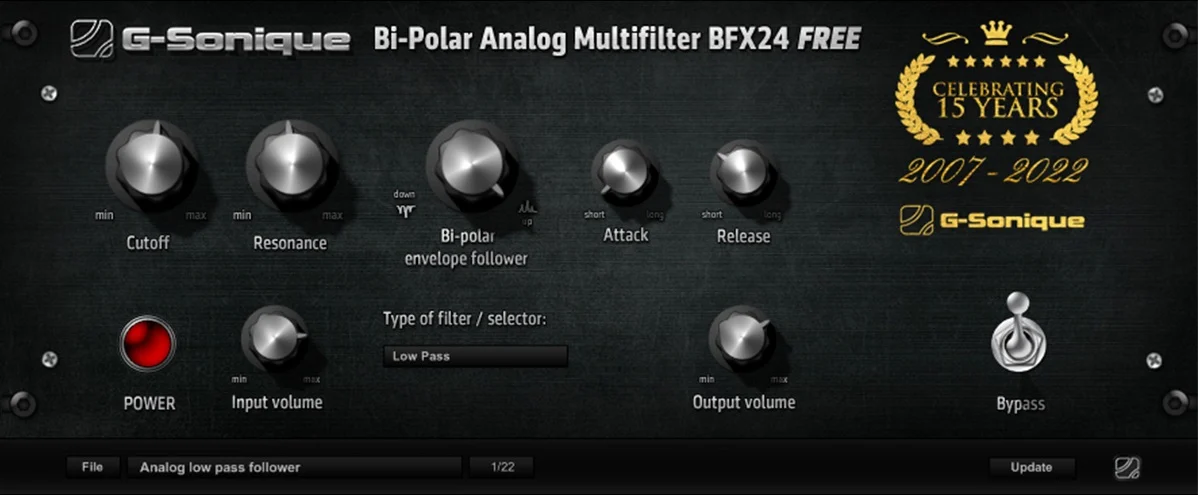FREE Analog Filter Plugin ‘BFX24’ By G-Sonique  For Windows