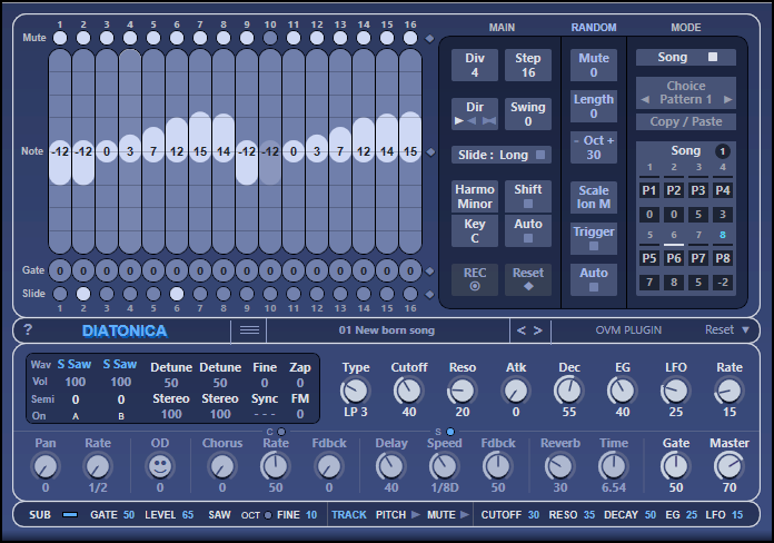 OVM Plugin Drops Diatonica, A FREE Mono Sequencer Synth For Windows